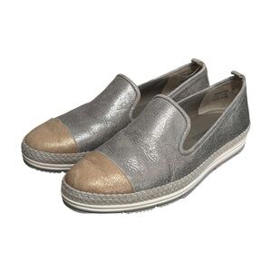 Paul Green NEW Leather Silver Gold Metallic Espadrille Shoes size 6 US women's